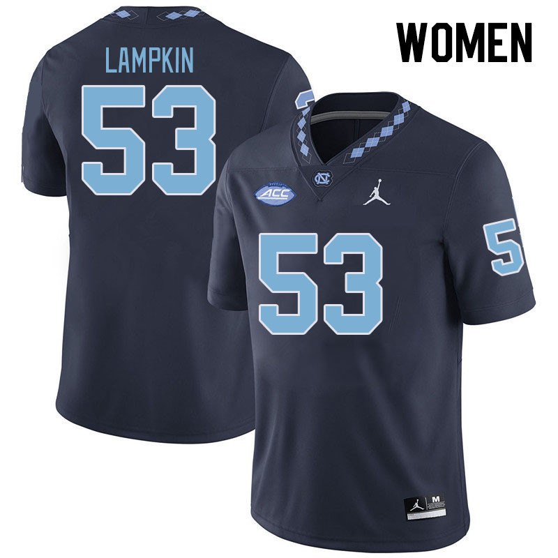 Women #53 Willie Lampkin North Carolina Tar Heels College Football Jerseys Stitched-Navy